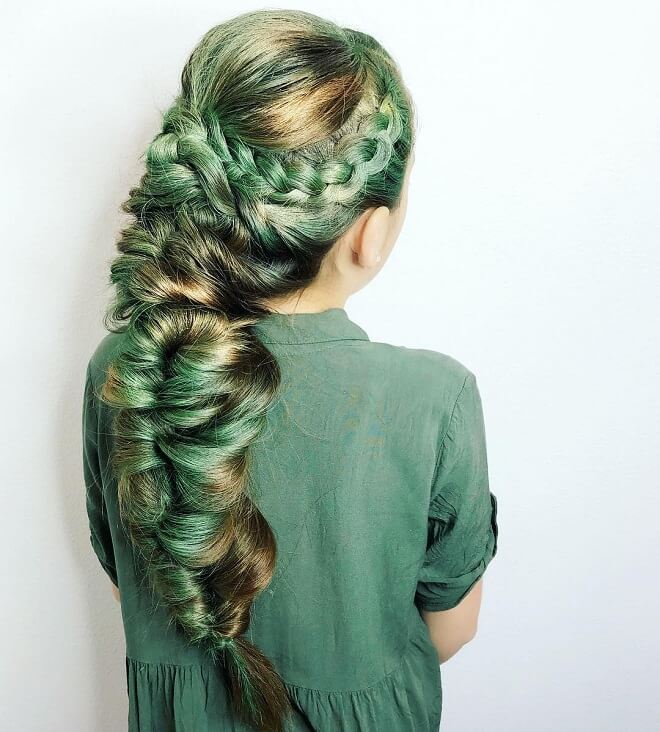 Cascade Mermaid Hairdo With Green Hair