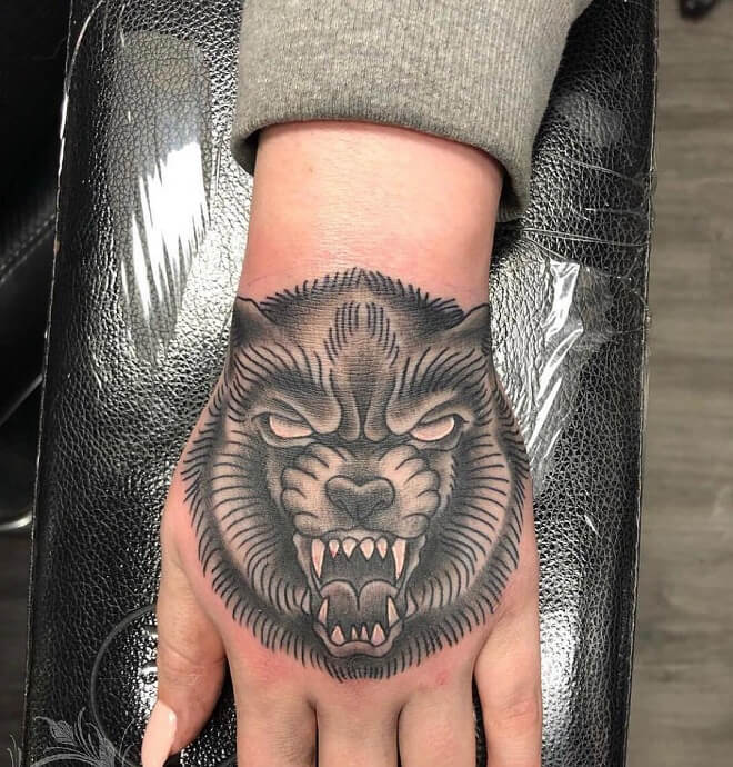 Wolf Tattoo On Hand