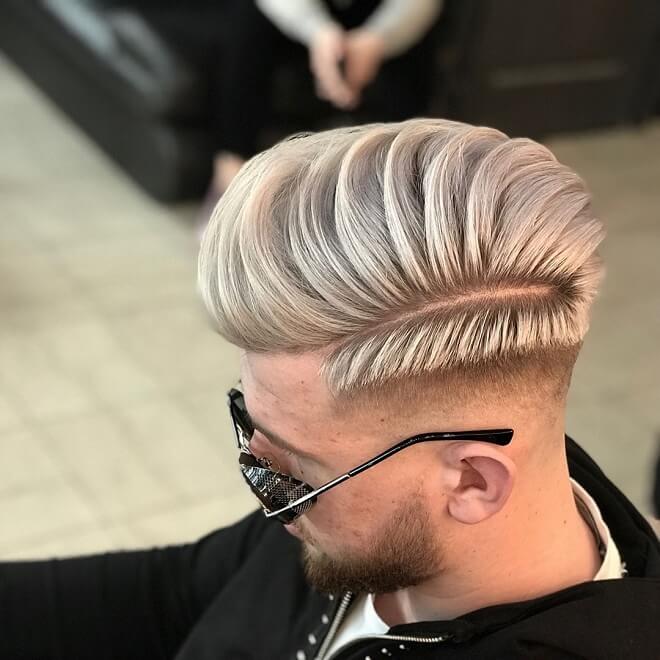 Blonde Hair With Comb Over Pompadour
