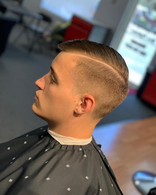 Comb Over Fade with Side Part