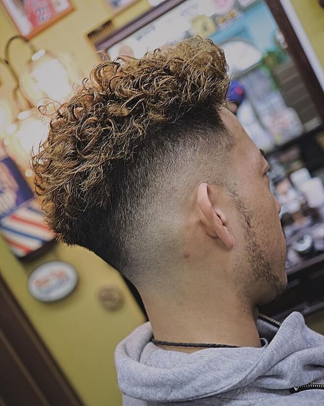 Curly Hair on Top with Skin Fade