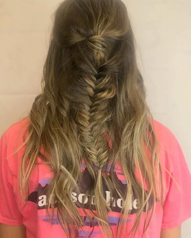 Fishtail Hair braid with Ponytail