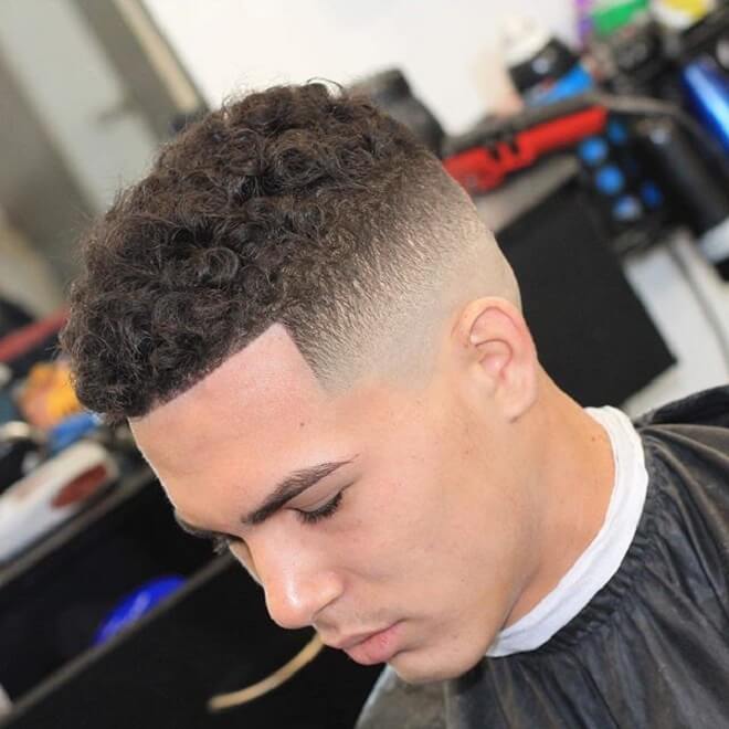 Low Skin Fade With Top Curly