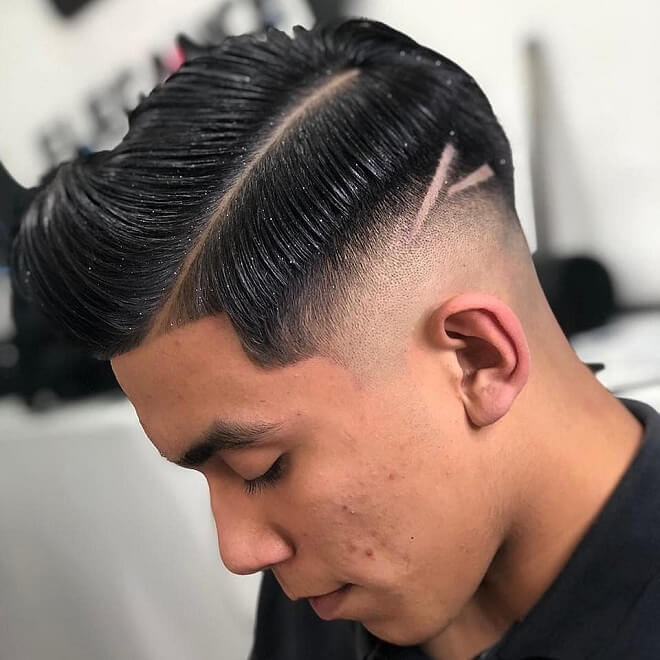 Medium Comb Over with Low Skin Fade