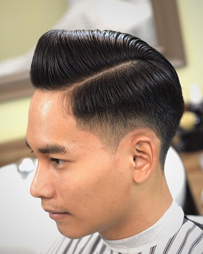 Pomade with Comb Over Fade