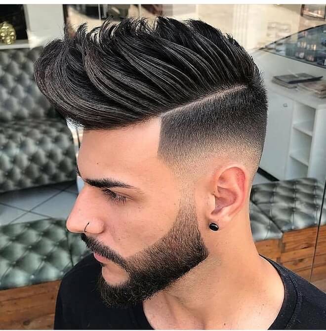 Quiff Hairstyle With Mid Fade