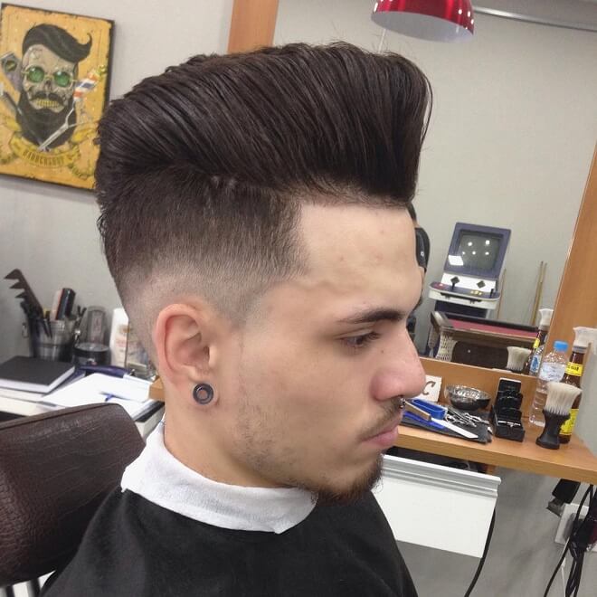 Straight Pompadour With Short Side