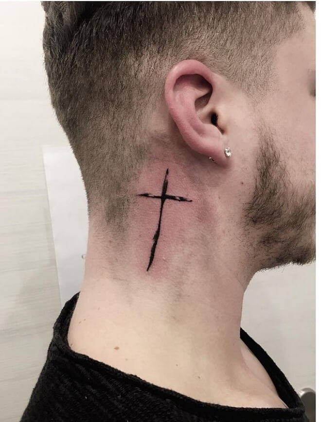 The Cross Tattoo on Neck