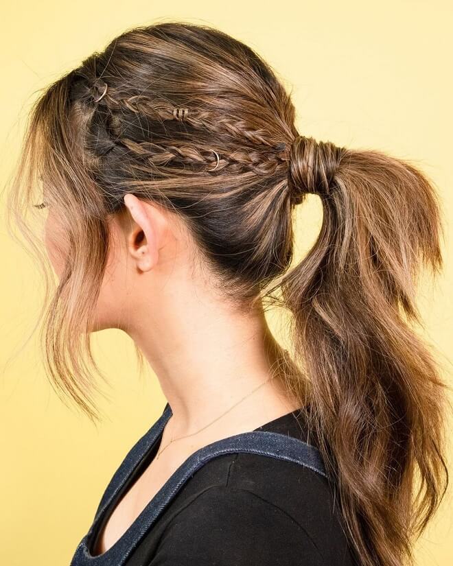 Two Side Swept Braided With Ponytails