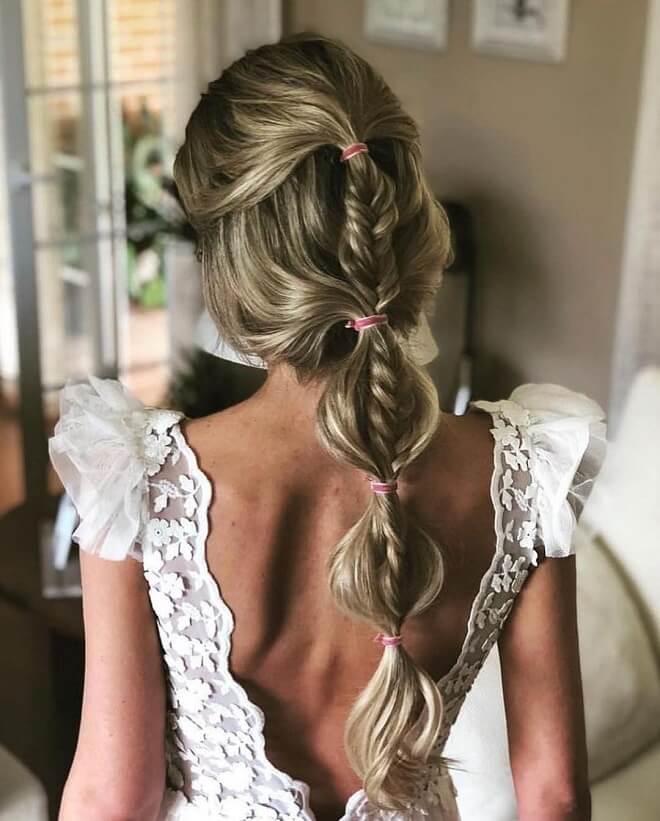 Wedding Hair Bubble Braid Ponytail