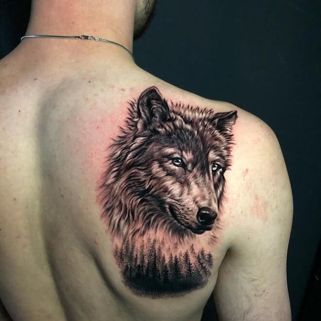 Wolf Tattoo on Back