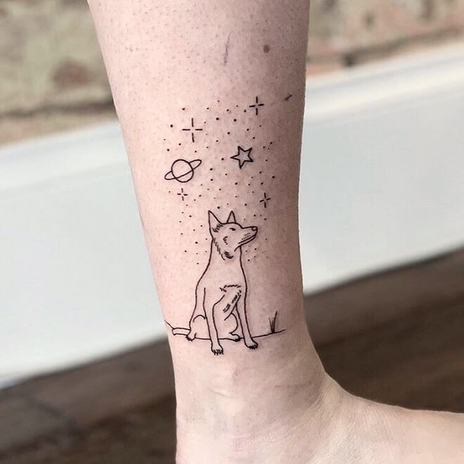 Dog and Galaxy Tattoo
