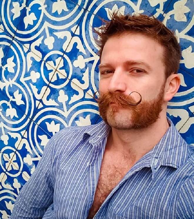 Handlebar Moustache with Ginger Beard