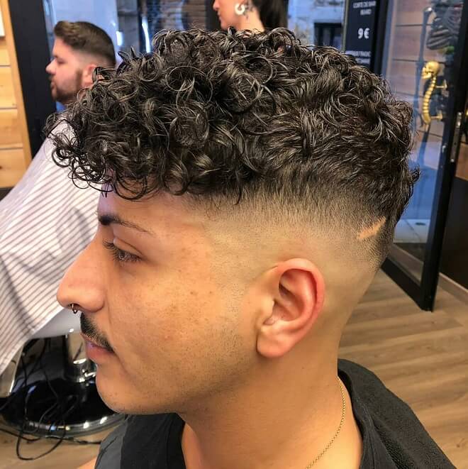 High Fade with Top Curly