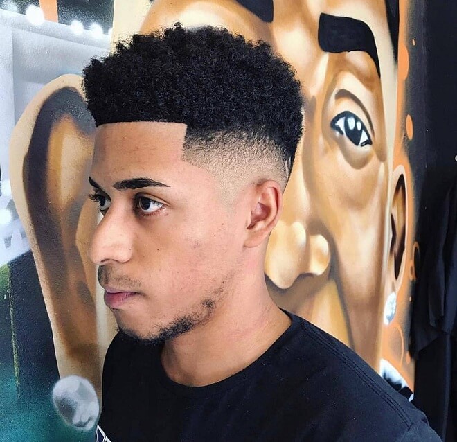 Line Up Afro with Skin Fade Haircut