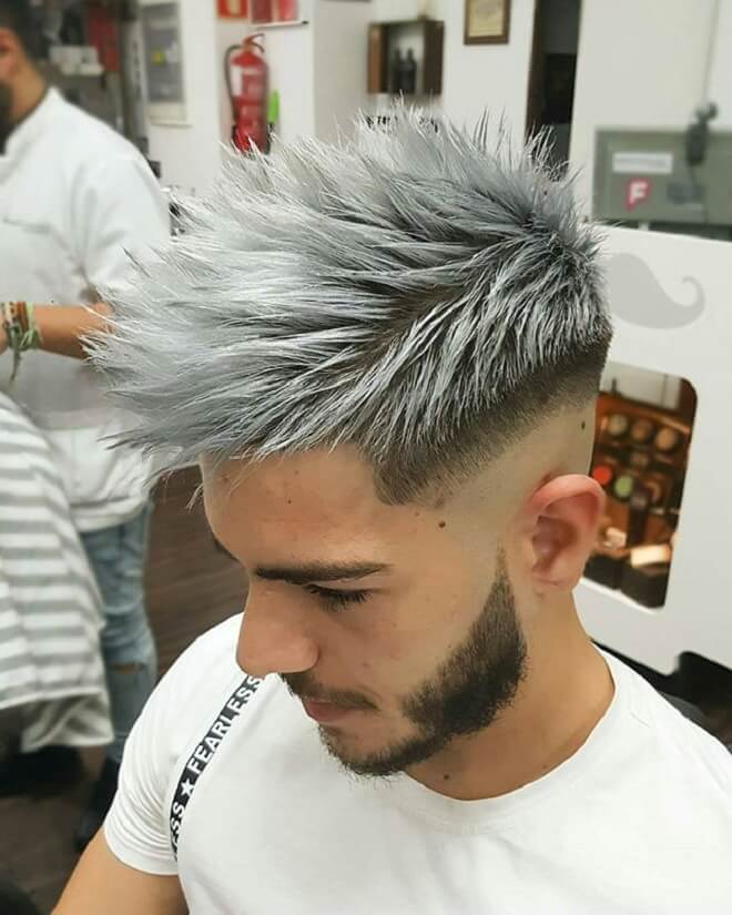 Low Bald Fade with Platinum Blonde Hair