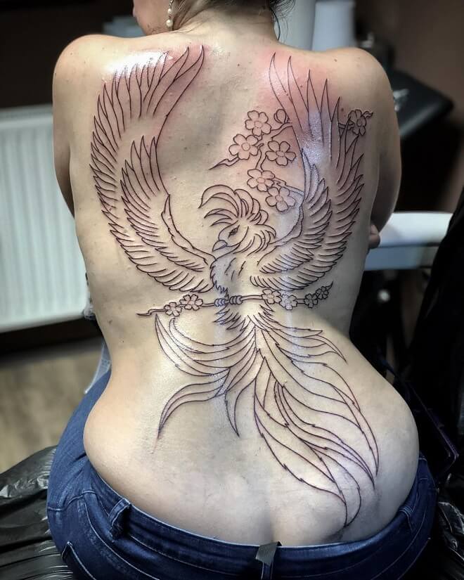 Phoenix Big Tattoo on Back