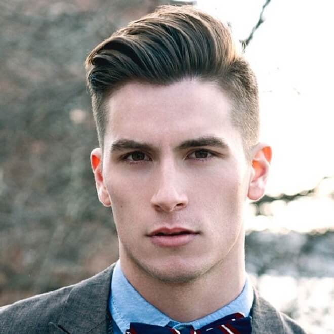 Side Part Haircut with Modern Pompadour