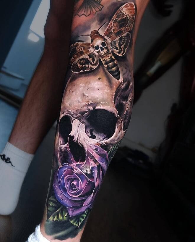 Skull on Leg Tattoos