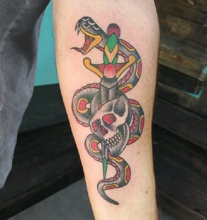 Snake and Dagger Tattoo
