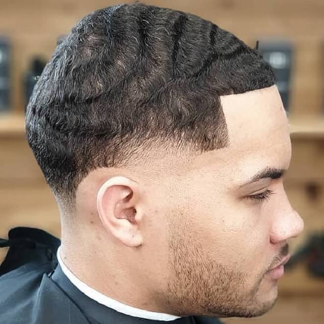 Wavy Hairstyle with Temp Fade