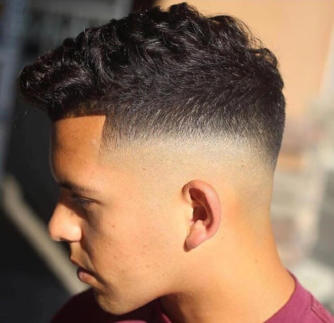 Bald Fade with Short Curly On Top