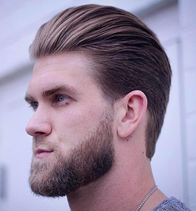 Bryce Harper Long Swept Back Hairstyle