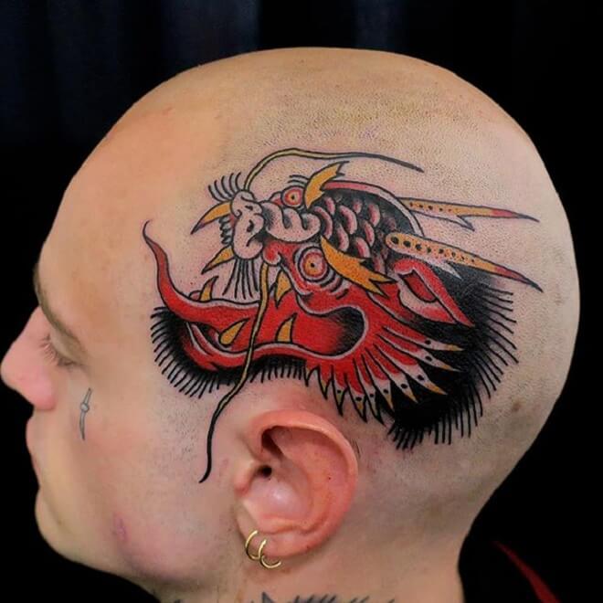 Dragon Tattoo on Head