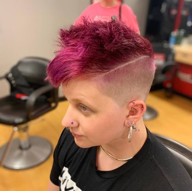 High Fade with Pink Hair