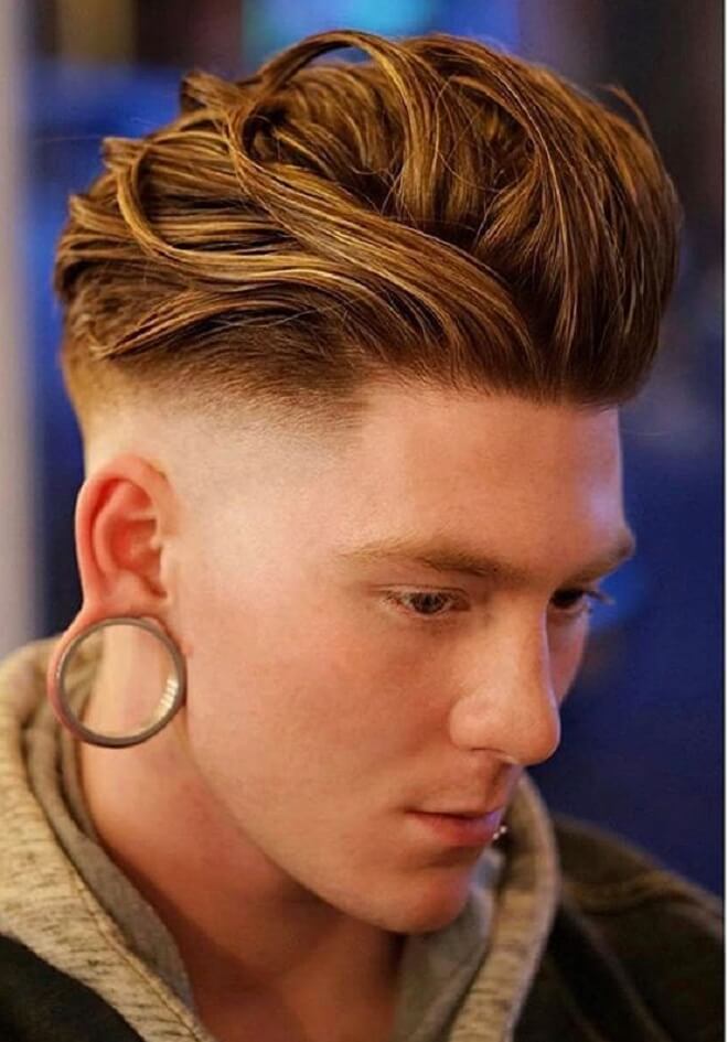 Low Bald Fade with Thick Layered Slicked Back