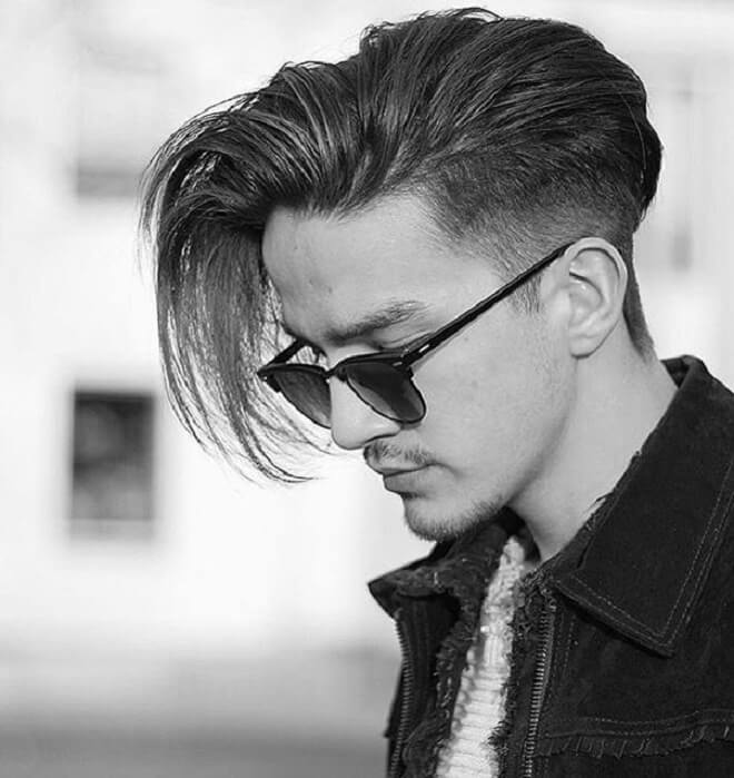 Low Fade with Long Side Swept Hairstyle