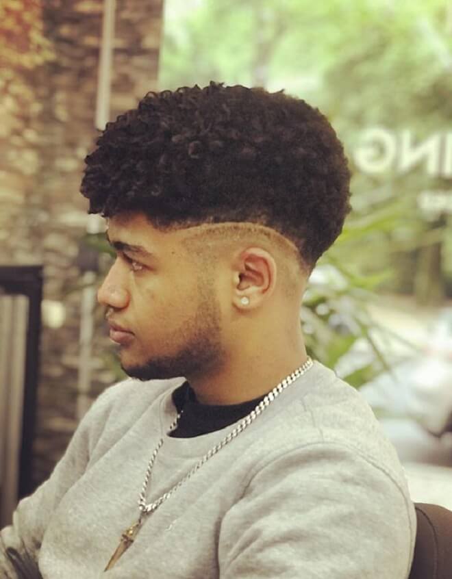 Low Fade with Top Curly