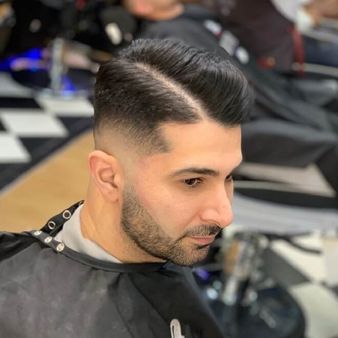 Low Skin Fade with Side Part Haircut