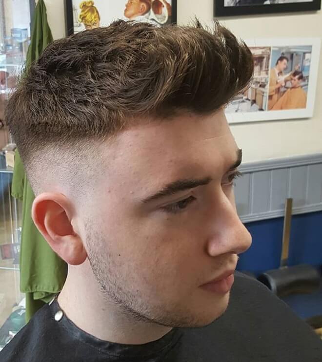 Low Skin Fade with Textured Quiff Haircut