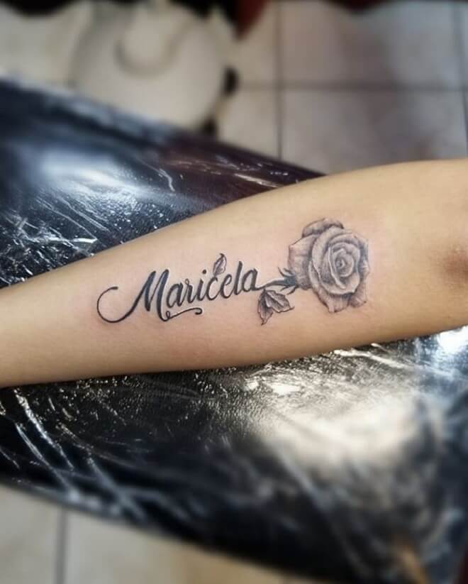 Name with Rose Tattoo
