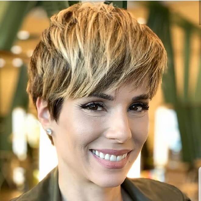 Pixie Cut With Side Swept Textured Bangs