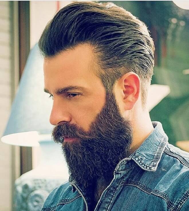 Slicked Back with Beard Style