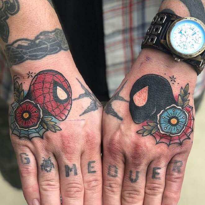 Spiderman Hand Tattoo