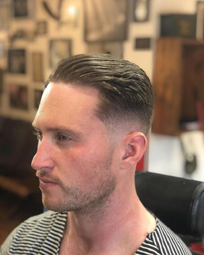 Swept Back with Low Fade Haircut