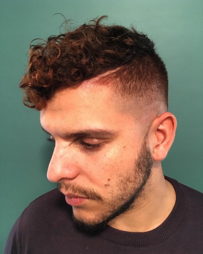 low Fade with Messy Wavy Hair